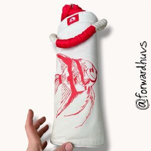 Igloo Fish Print Insulated Wine Bottle Tote Carrier Canvas Red White Cooler
